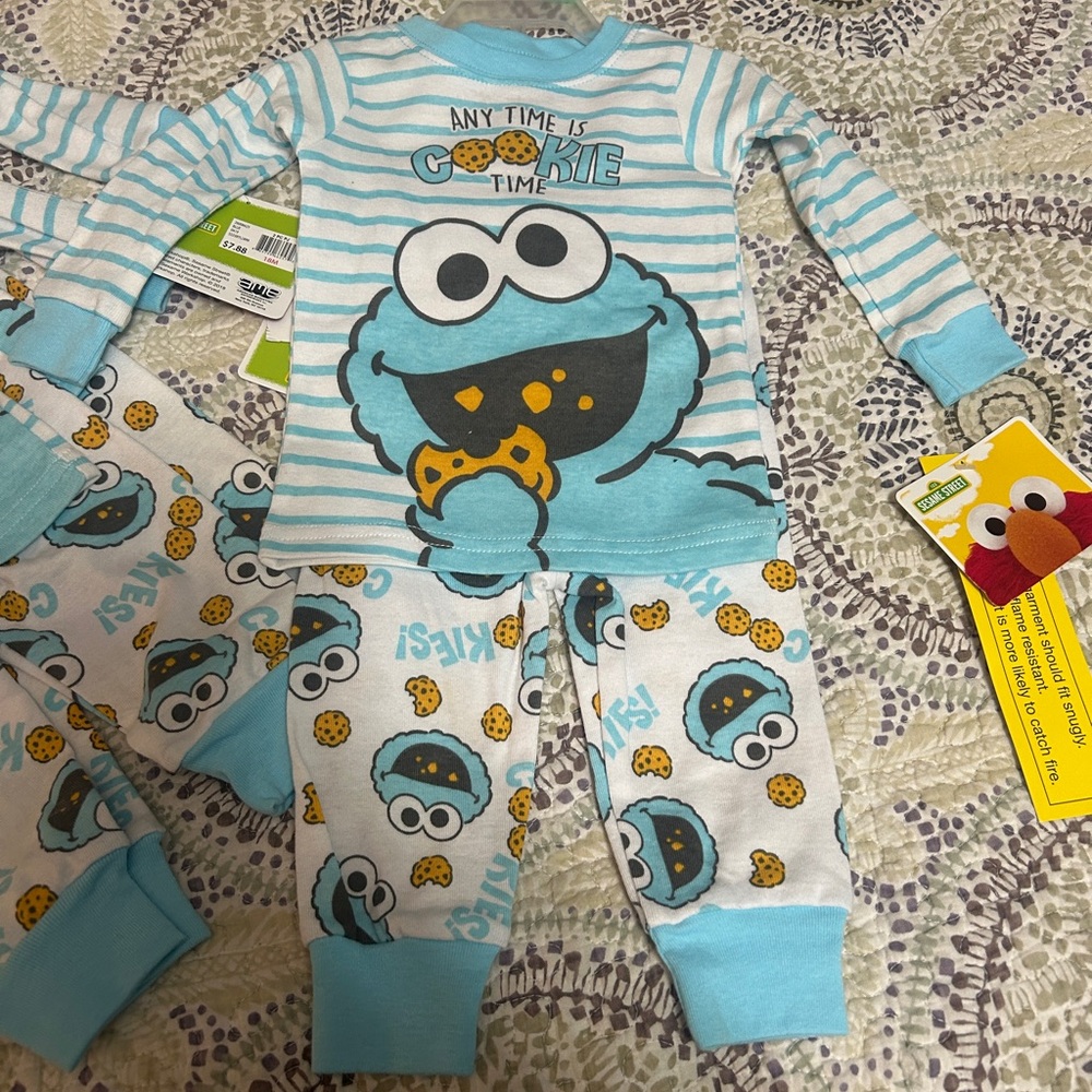NWT- Sesame Street brand Baby/ Toddler Pajama Set Cookie Monster- Choose Size